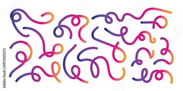 Fototapeta Abstract Lines with Color Gradient. Background with 3D Wave Shape Pattern. Vector Wavy Graphic Design Elements. Rainbow Dynamic Swirl and Squiggle Ribbons in eps 10.