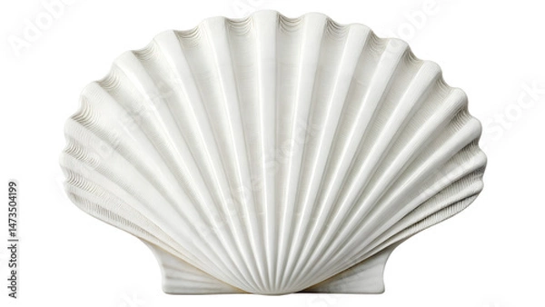 Fototapeta Seashell isolated on a white background: scallop shell.