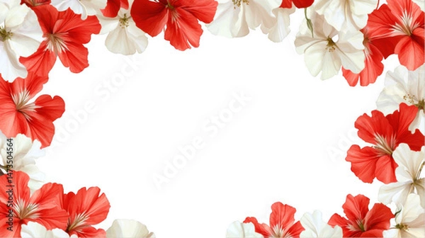 Fototapeta Floral Frame,  Red and White Flowers