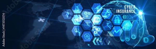 Fototapeta Cyber security data protection business technology privacy concept. Cyber insurance. 3d illustration