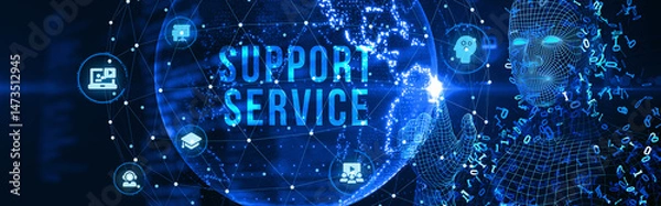 Fototapeta Business, Technology, Internet and network concept. Technical Support Center customer service. 3d illustration