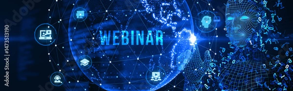 Fototapeta Business, Technology, Internet and network concept. Webinar e-learning. Training concept. 3d illustration