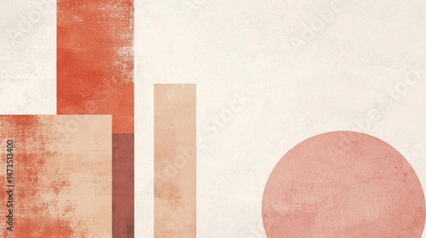 Fototapeta Abstract geometric composition with rectangles and circle in earth tones