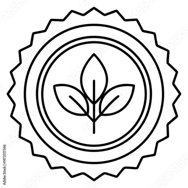 Obraz Organic Certification Seal Vector Line Art