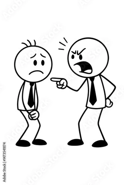 Obraz Angry boss yelling at sad employee