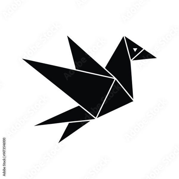 Fototapeta origami bird black silhouette 