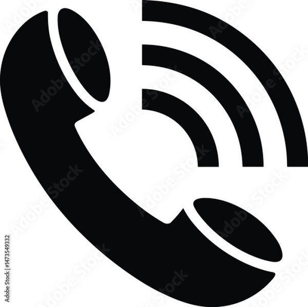 Obraz Telephone handset vector icon. Flat black symbol. Pictogram is isolated on a white background. Designed for web and software interfaces.
