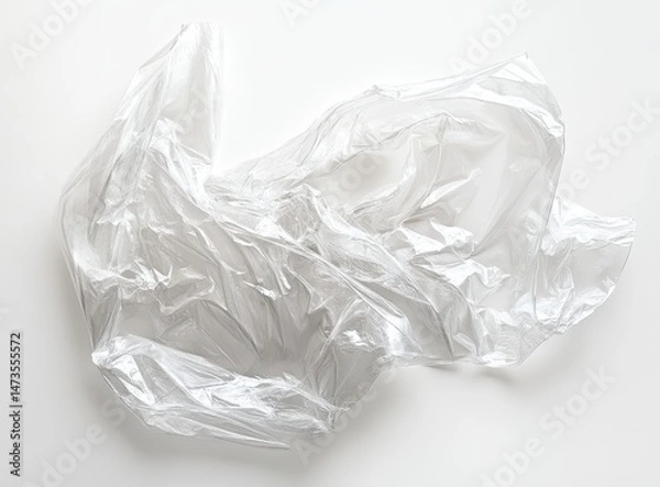 Obraz Wrinkled plastic bag on white surface