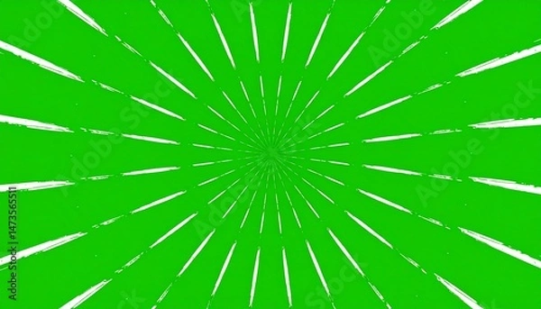 Fototapeta Radiating lines burst from the center, set against vibrant green, creating a starburst-like illusion