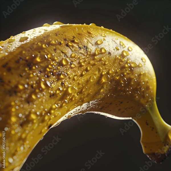 Fototapeta Macro Detail of Banana Peel with Water Droplets