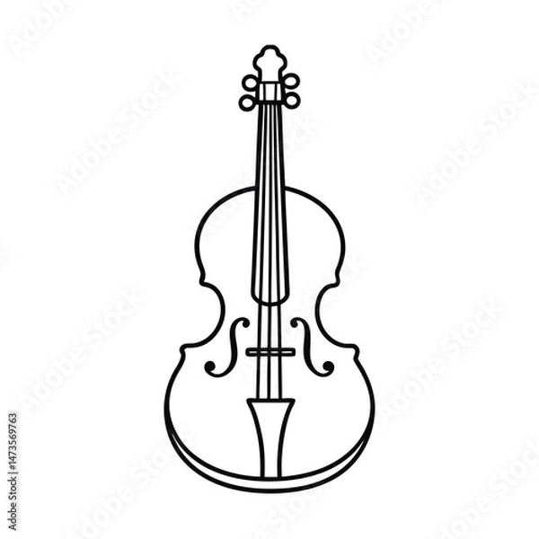 Fototapeta outline of a classical cello line art vector 