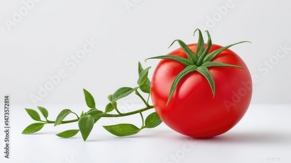 Obraz Realistic Tomato on Plan white Background