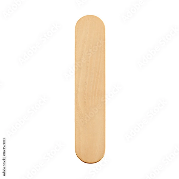 Fototapeta A single wooden popsicle stick, isolated, top view. Simple, clean and natural background