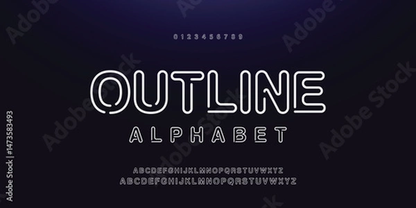 Fototapeta Creative Outline Double line monogram alphabet and tech fonts. Lines font regular uppercase and lowercase. Vector illustration.