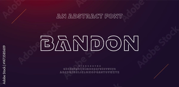 Fototapeta Creative Outline Double line monogram alphabet and tech fonts. Lines font regular uppercase and lowercase. Vector illustration.