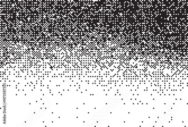 Fototapeta Monochrome Digital Noise Pattern Texture , A glitch-inspired monochrome digital pattern made of pixelated dot noise. Great for tech visuals, backgrounds, and experimental designs.