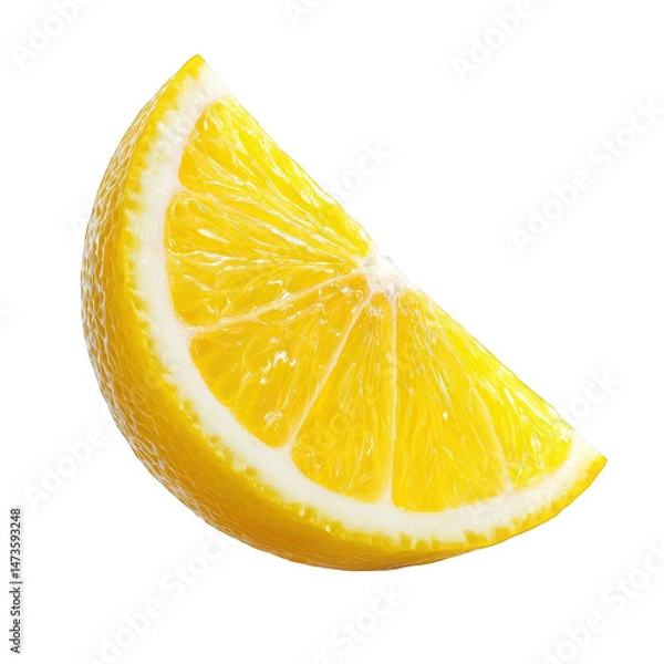 Fototapeta Vibrant yellow lemon slice isolated on studio shot food ripe diet tart on transparent background