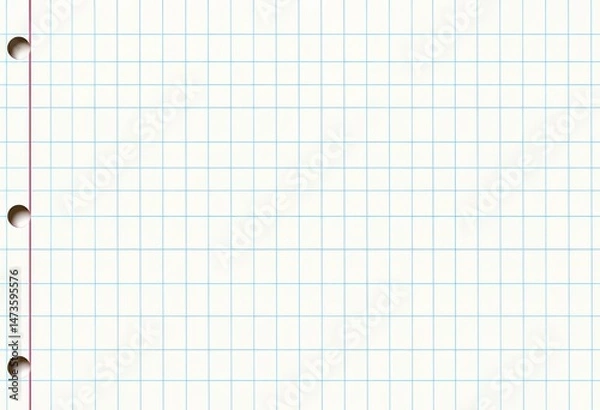 Fototapeta Checkered, dotted, grid, graph paper notebook background texture, stationery, squares