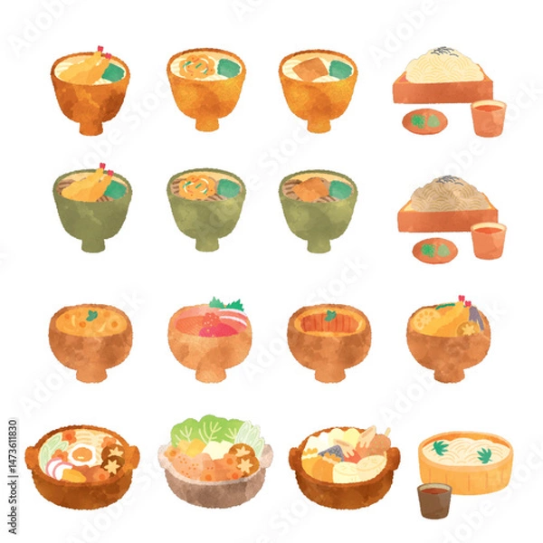 Obraz 和食の水彩イラストセット