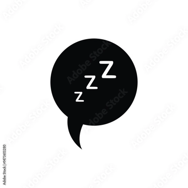 Fototapeta Sleepy sign. zzz sleep snore text in black speech bubble. night sleepy noise sound. comic book. vector illustration