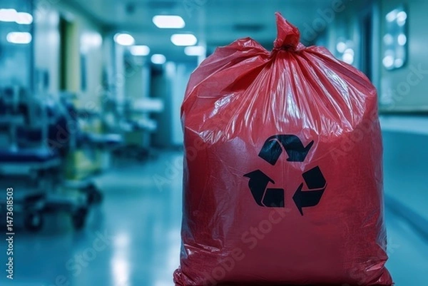 Fototapeta Biohazard Trash: Contaminated Waste Disposal in Hospital Operating Room