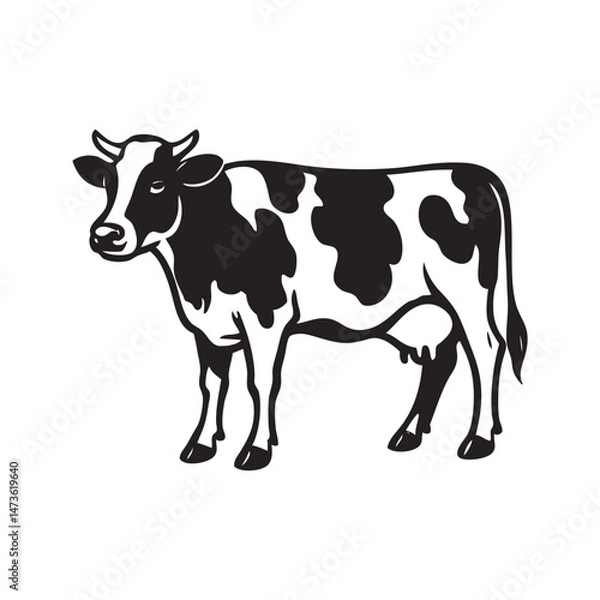 Obraz black and white cow