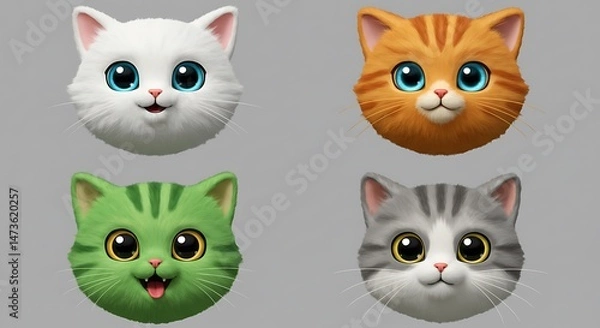 Obraz Cute Cartoon Cat Heads
