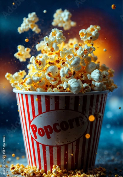 Fototapeta Popcorn Explosion with Cinematic Lighting