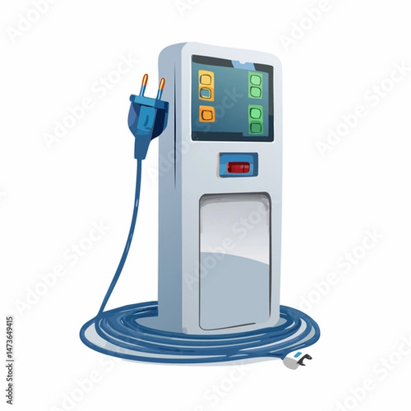 Fototapeta Modern Electric Power Generator with Plug and Digital Interface Illustration

