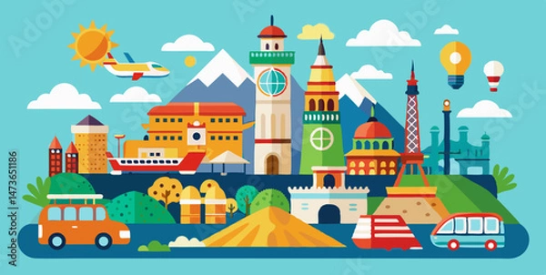 Fototapeta vector illustration of a castle in the background