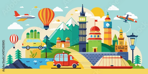 Fototapeta vector illustration of a castle in the background