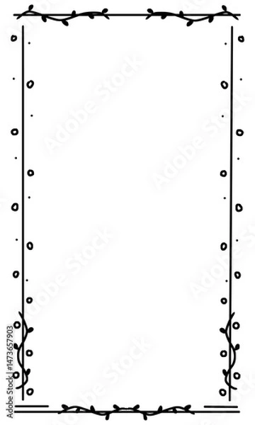 Fototapeta black and white frame, abstract rectangle frame, rectangle frame outline ink hand drawn