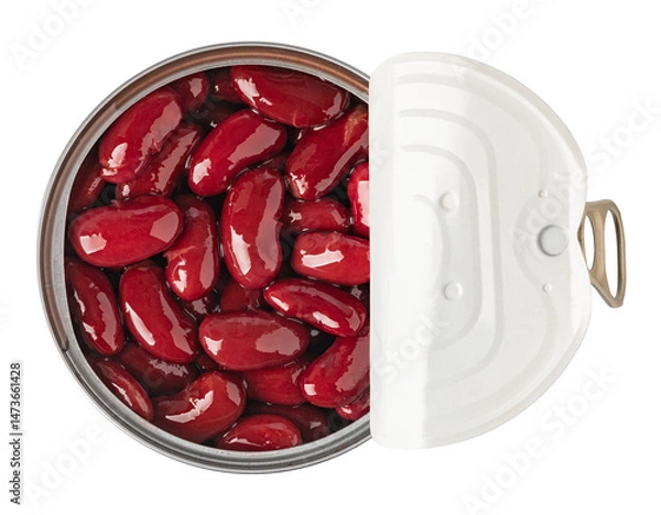 Fototapeta Opened tin can with red beans