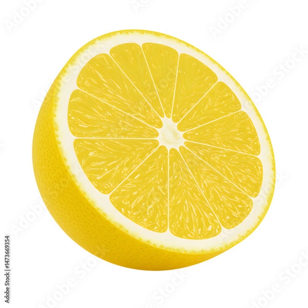 Fototapeta Lemon slice closeup isolated on black background