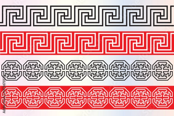 Obraz Buryad Mongolian traditional frame ornament vector illustration. Buddhist swastika	
