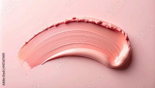 Fototapeta Applying soft pink creamy texture on smooth surface studio setting beauty product minimalist environment close-up view aesthetic appeal