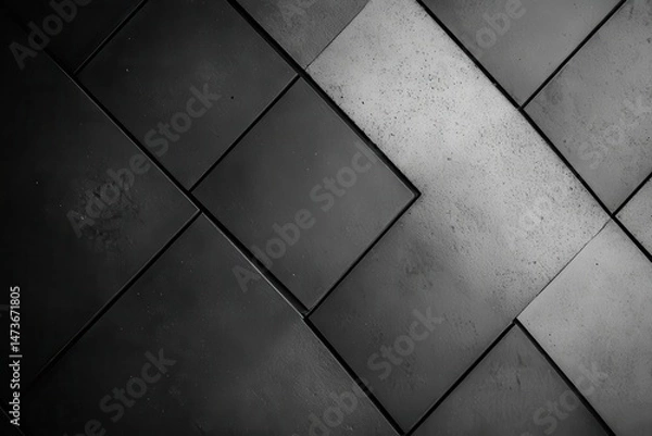 Fototapeta Abstract pattern of dark and light gray square tiles arranged diagonally