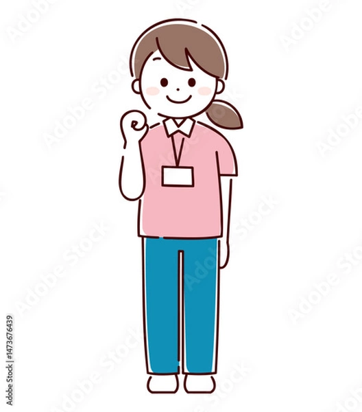 Obraz ガッツポーズをするユニフォームを着た女性