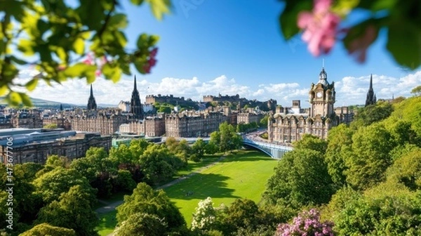 Obraz Springtime in Edinburgh Showcasing the City’s Historic Architecture and Scenic Landscapes