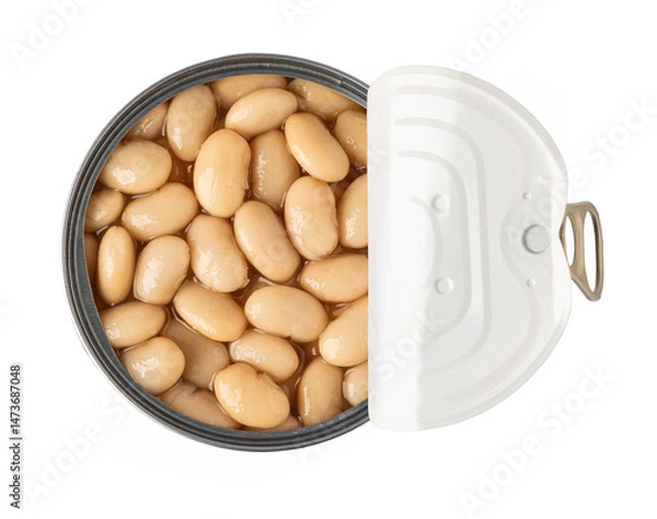 Fototapeta Opened tin can with beans