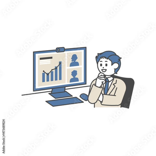 Obraz ビジネスマンのオンライン会議