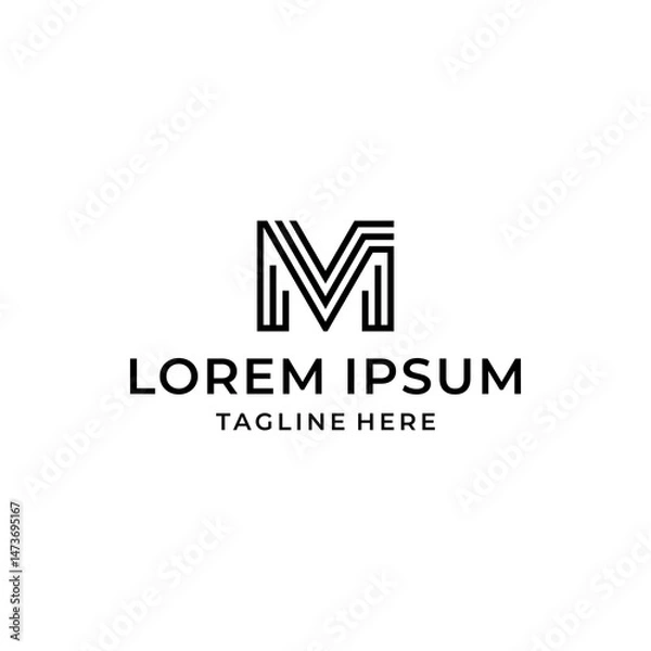 Obraz m v mv vm initial logo design vector graphic idea creative