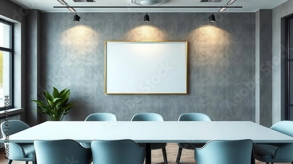 Obraz Stylish office wall art mockup in a sleek workspace setting, decoration, corporate, elegant