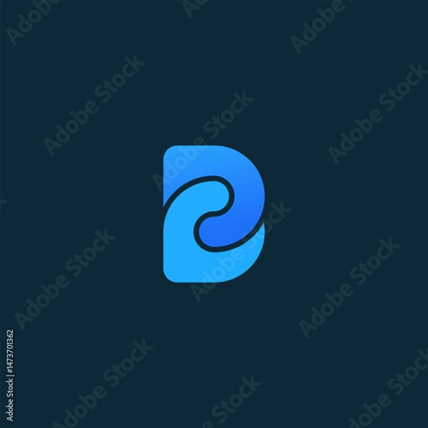 Fototapeta Modern and minimalist abstract logo design featuring the letter "B" with a flowing, dynamic shape
