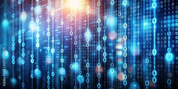 Fototapeta Binary code overlay on blurred background, technology, abstract, technology, abstract