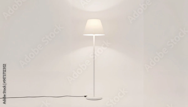 Fototapeta Minimalistic floor lamp illuminating a plain background  