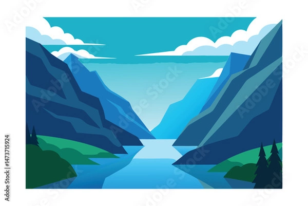 Obraz Beautiful Norwegian Fjord Landscape Pro Vector Design 