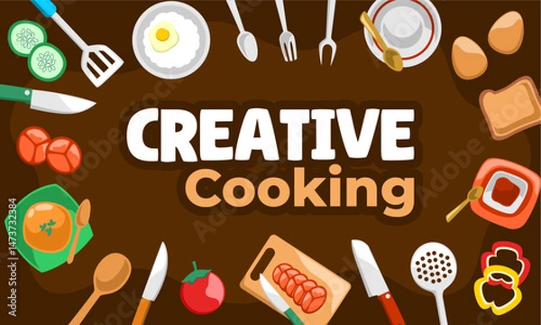 Obraz kitchenware utensil hand draw template