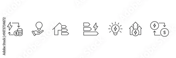Fototapeta Set of Energy Efficiency icon collection. public utilities, Resource efficiency symbol. Vector Illustration.