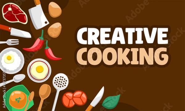Obraz  hand draw cooking ware utensil background template